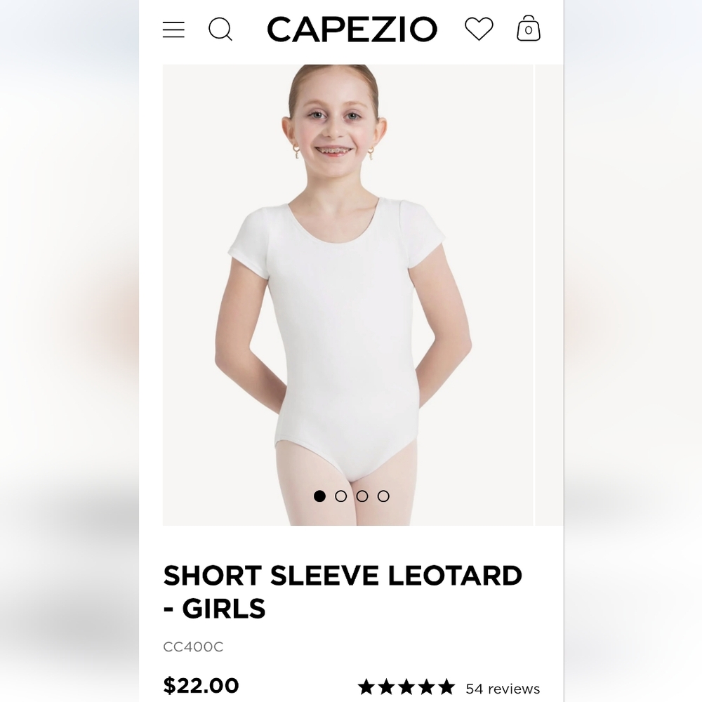 NWT White Short Sleeve Leotard - Girls